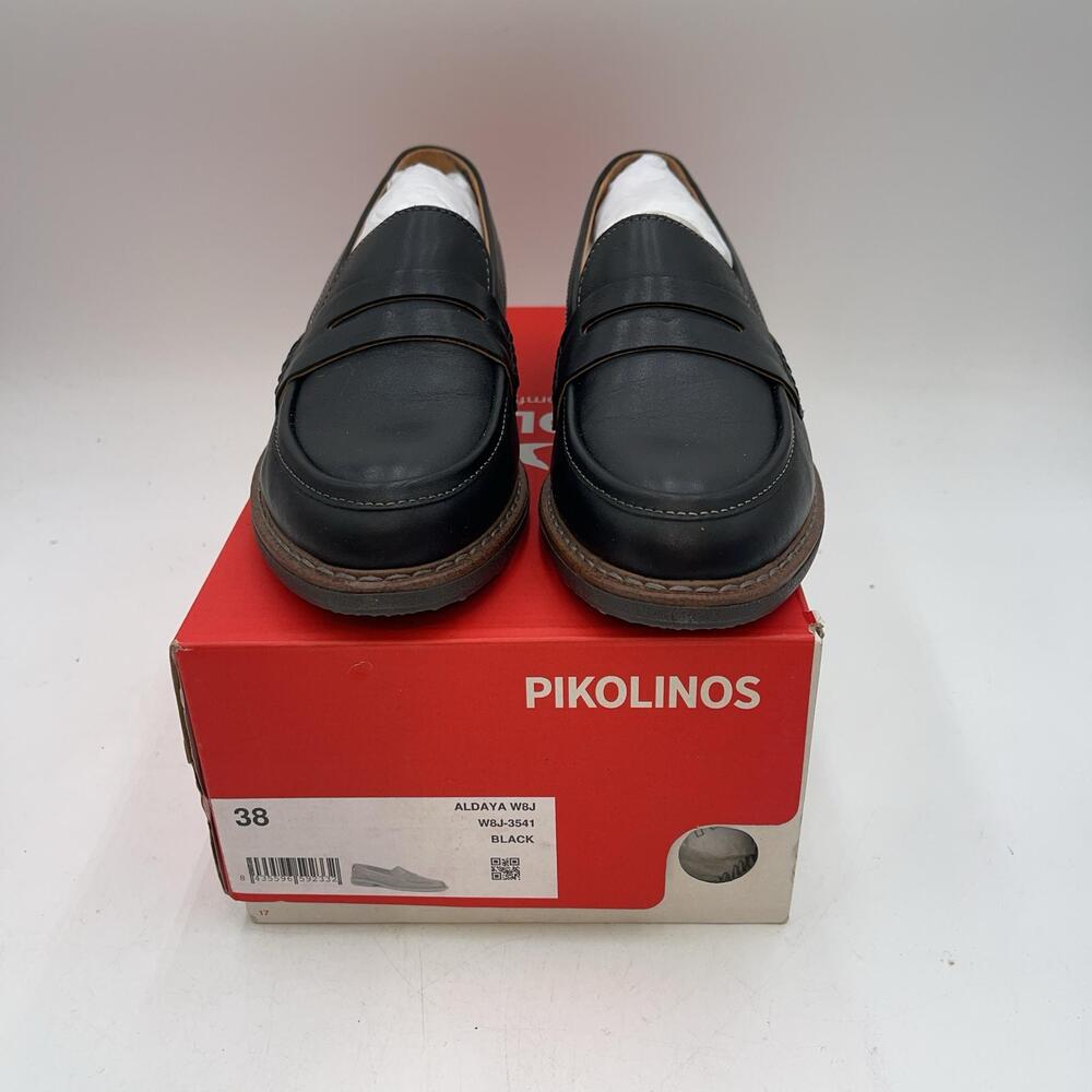 Pikolinos Aldaya Shoes Womens Black Leather Loafer Flats Size 7.5 W8J-3541